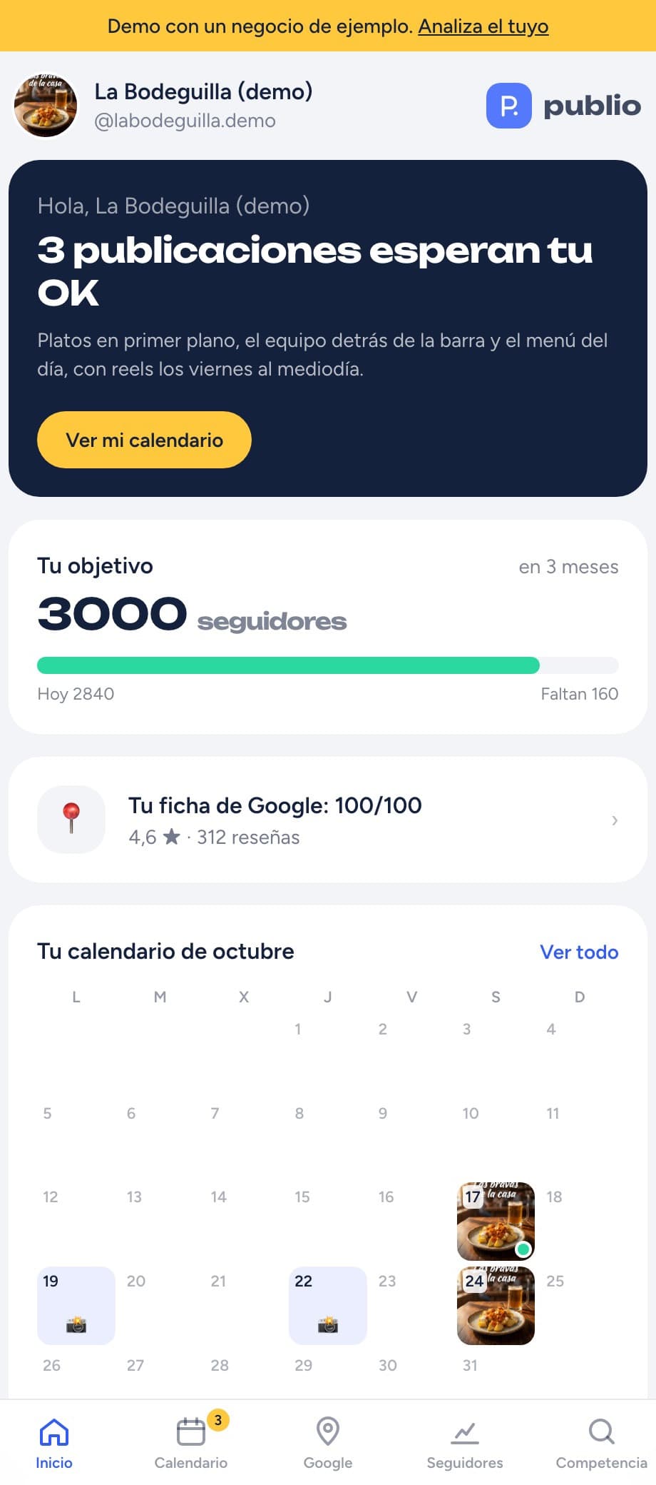 Pantalla de la app: Tu nota en 1 minuto
